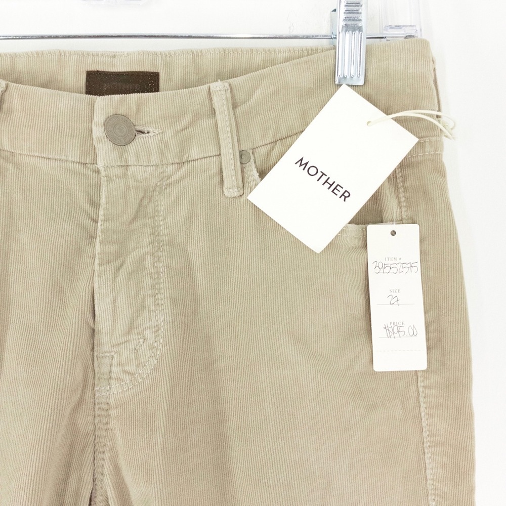 NEW Mother Looker Ankle Fray Corduroy Pants Women's 27 Khaki Hopscotch NWT USA